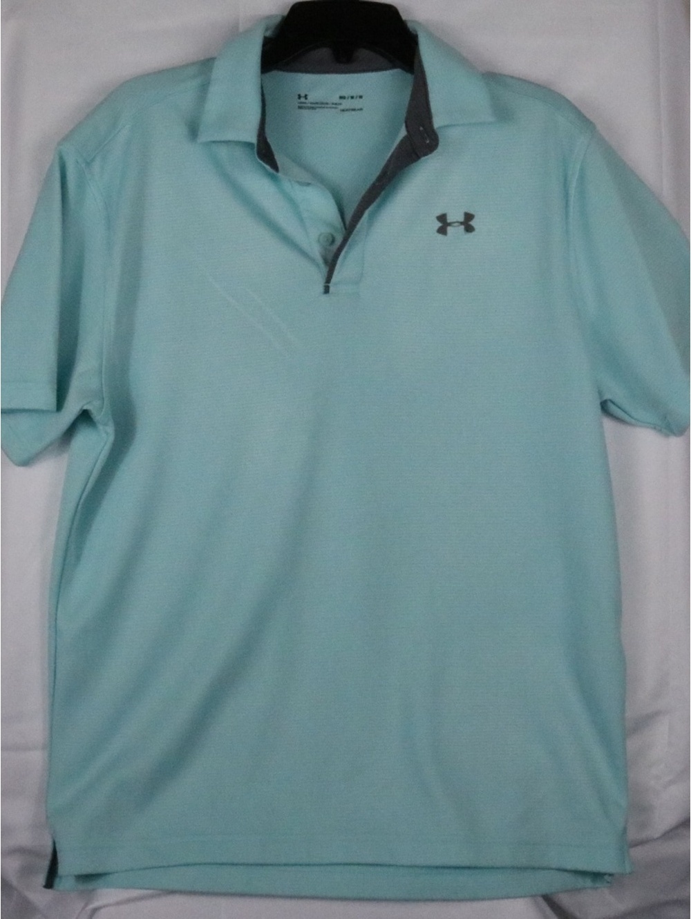 UNDER ARMOUR Men's Ribbed Polo UA SIZE M  LIGHT AQUAMARINE